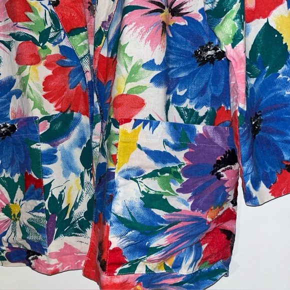 Vintage Remo Classics California Open Blazer Floral Size M ~USA made 100% Cotton - Picture 3 of 8